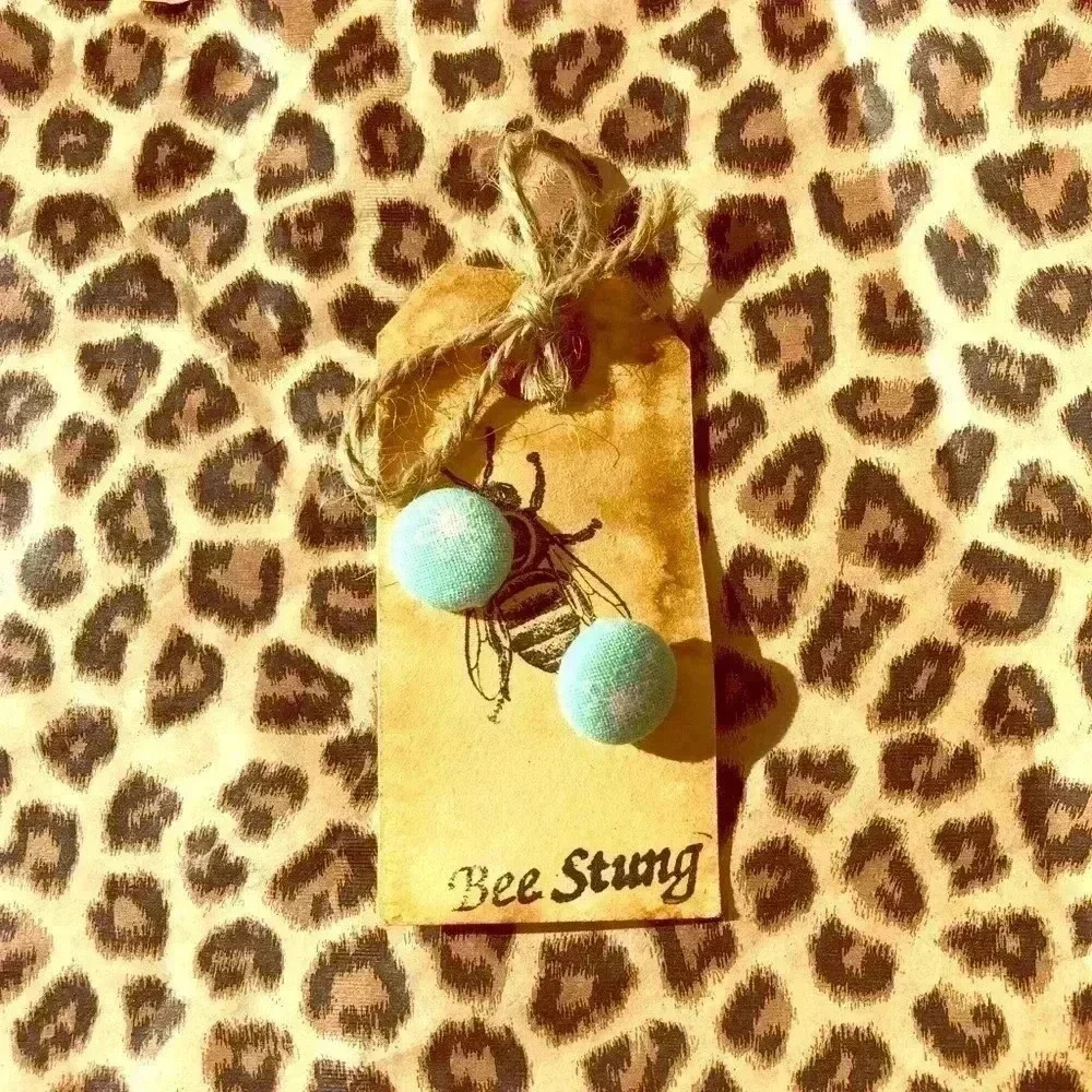 Handmade Flower Design Fabric Covered Earrings NEW